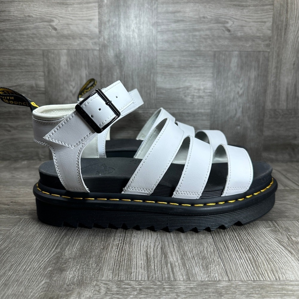 Dr Martens Blaire Sandals Womens 11 White Platform Gladiator Strappy Leather NEW